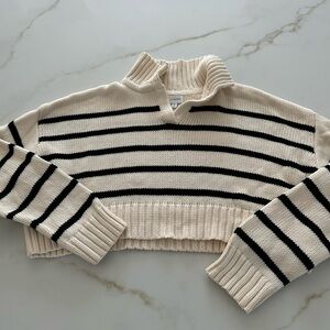 La Hearts Cream and Black Turtleneck Sweater